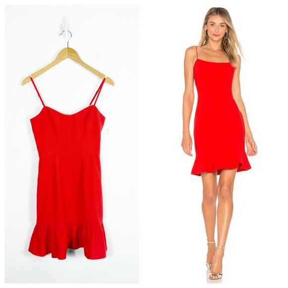 NWT Dress The Population Mira Mini Dress Size XXS Red Ruffle Hem Cocktail - Picture 1 of 14